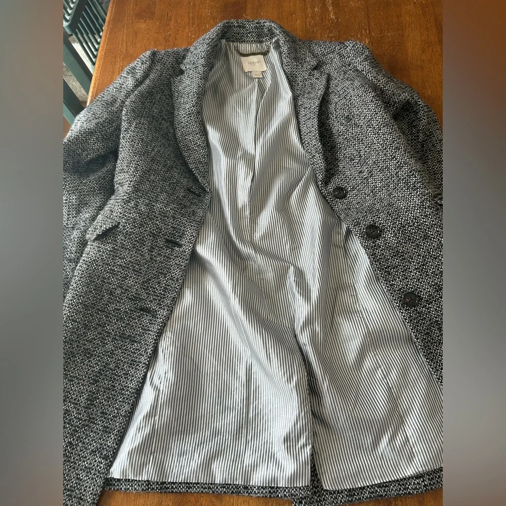 J. Crew Women's Tweed Tailored-Fit Mid-Length Wool Blend  Topcoat Sz 0 - Picture 8 of 11
